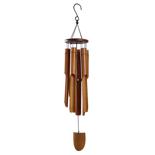 37in Round Wooden Top Bamboo Pipe Wind Chimes