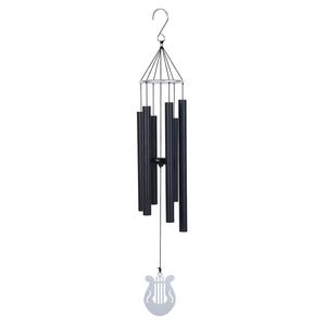 38in Guitar Decoration Silver Aluminum Ring Black Pipe Wind Chime