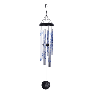 35in Printed Silver Aluminum Tube Outdoor Wind Chime