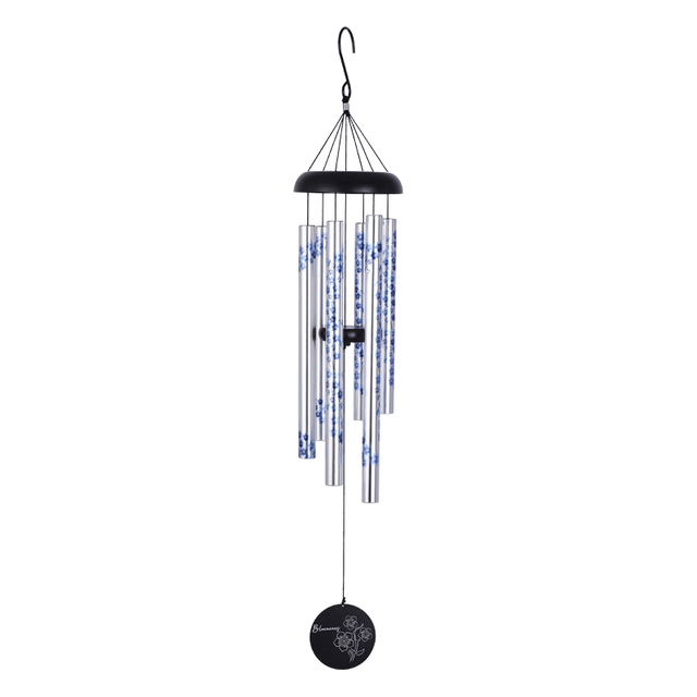 35in Printed Silver Aluminum Tube Outdoor Wind Chime