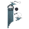 27in vintage printed green metal hummingbird wind chime 