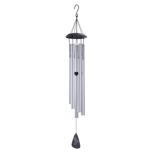 48 Inch Gray Iron Cover with Silver Tube Metal Wind Chime