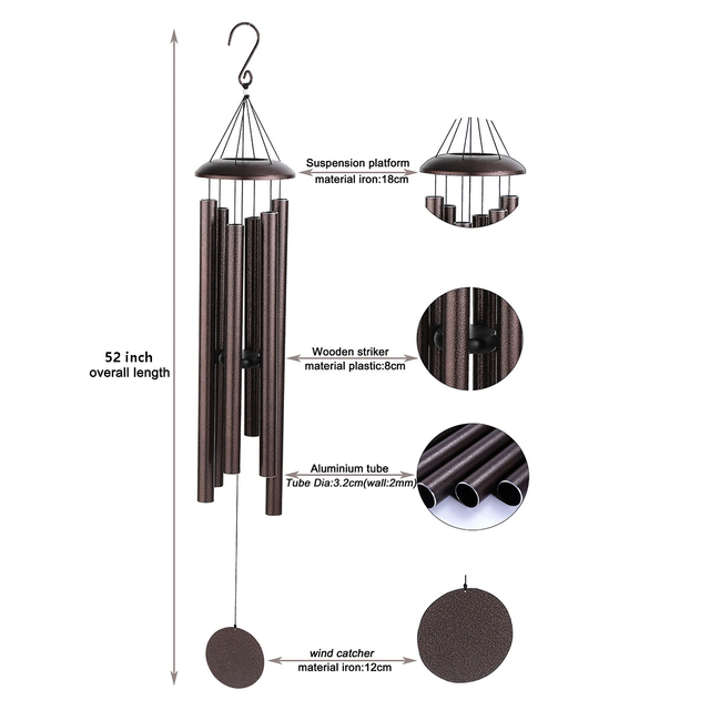 52in Red Bronze Metal Garden Large Wind Chime