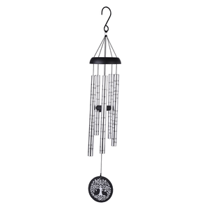 30in silver metal wind chime printed black poetry aluminum tubes