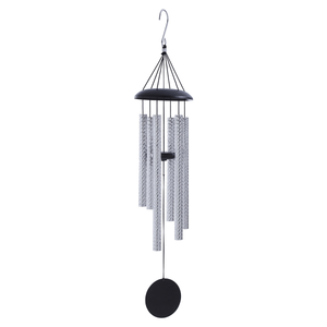 36in Silver Carved Aluminum Tubes Metal Wind Chime