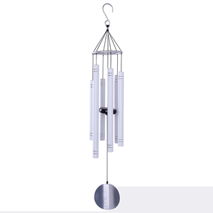 40in Silver Aluminum Ring White Aluminum Tubes Metal Wind Chime