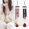 32in Red Brown Wood Hanging Black Aluminum Tube Wind Chime