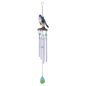 29in Bird Resin Hanging Silver Aluminum Tube