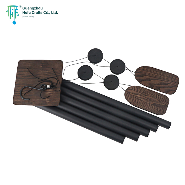 5 Pipes Wooden Square Roof Music Gift Wind Chimes