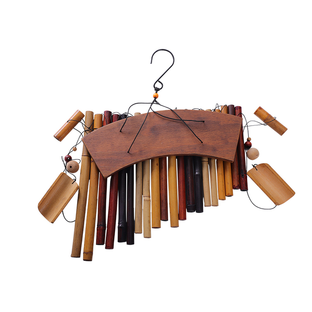 33in Polygonal Wooden Top Suspended Fine Bamboo Pipe Wind Chime