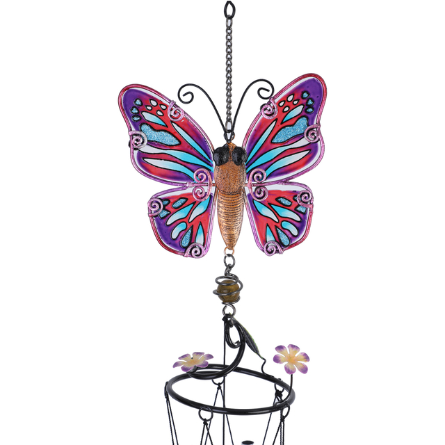 30 inch stain glass butterfly wind chime