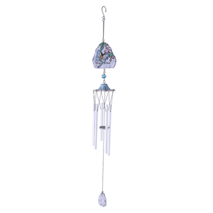 31-inch Butterfly Resin Pendant Hanging Silver Aluminum Tube Wind Chime