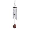 35in Brown Wood Silver Printed Aluminum Tube Wind Chimes