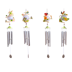 34 inch nature series solar powered silver aluminum tube wind chime