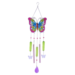 32 inch Hand painted glass butterfly wind chime