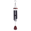 32in Red Brown Wood Hanging Black Aluminum Tube Wind Chime