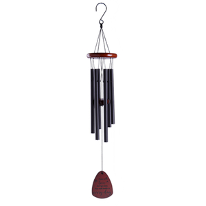 32in Red Brown Wood Hanging Black Aluminum Tube Wind Chime