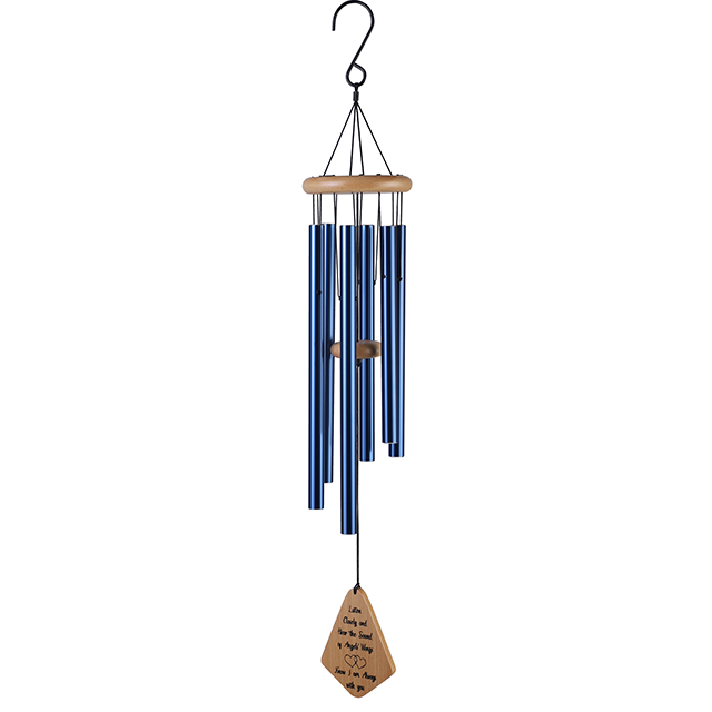 37in blue aluminum tube wooden wind chime