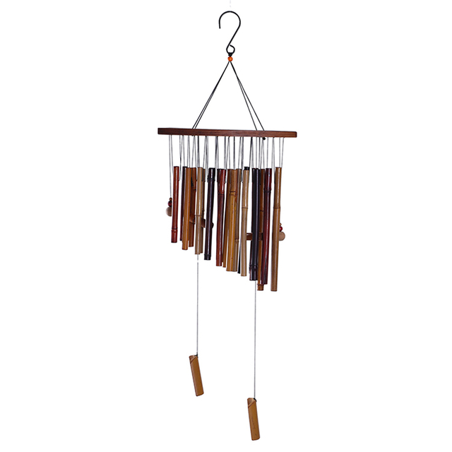 33in Polygonal Wooden Top Suspended Fine Bamboo Pipe Wind Chime