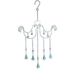  Bird shaped light blue bell wind chime 