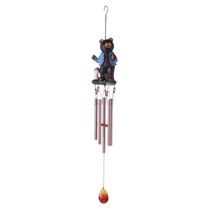 33-inch Resin Blue Black Bear Hanging Red Bronze Aluminum Pipe Wind Chime