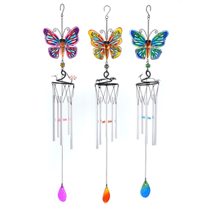 30 inch stain glass butterfly wind chime