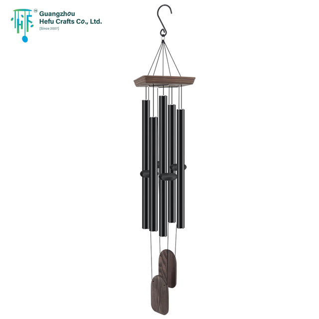 5 Pipes Wooden Square Roof Music Gift Wind Chimes