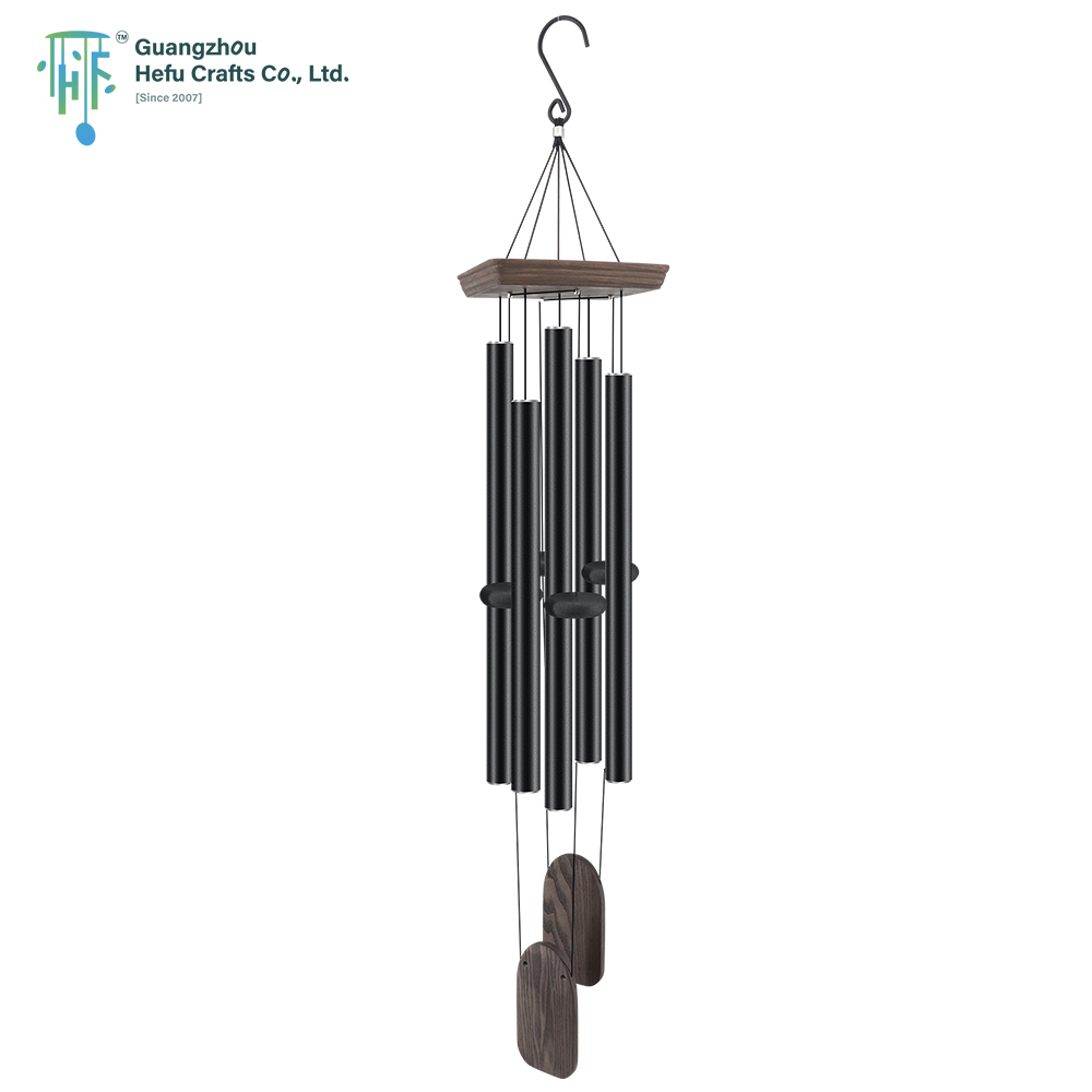 5 Pipes Wooden Square Roof Music Gift Wind Chimes