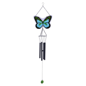 34 inch Hand painted glass butterfly wind chime