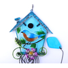 30in stain glass bird house wind chime