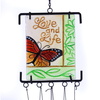 30 inch rectangular stain glass butterfly with square iron tube wind chime