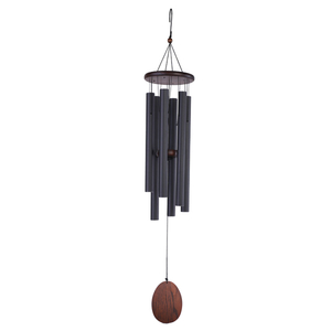 36in Brown Wood Top Hanging Black Aluminum Pipe